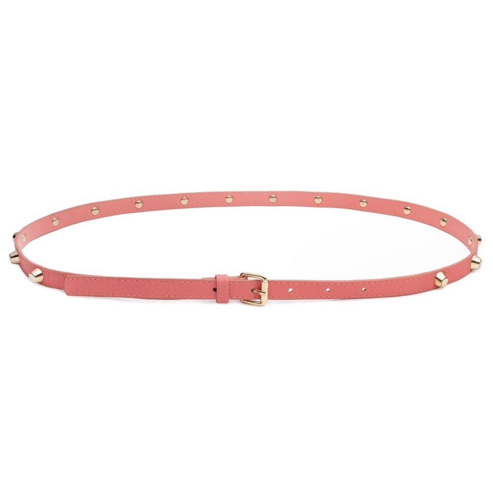 H&M bubblegum pink gold studded skinny belt
